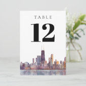 Invitation Watercolor Chicago Skyline Table Number (Debout devant)