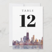 Invitation Watercolor Chicago Skyline Table Number (Dos)