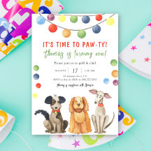 Watercolor Chien Anniversaire de enfant Party