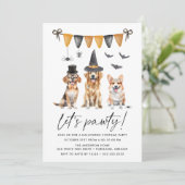 Invitation Watercolor Chiens Enfants Halloween Costume Party (Debout devant)