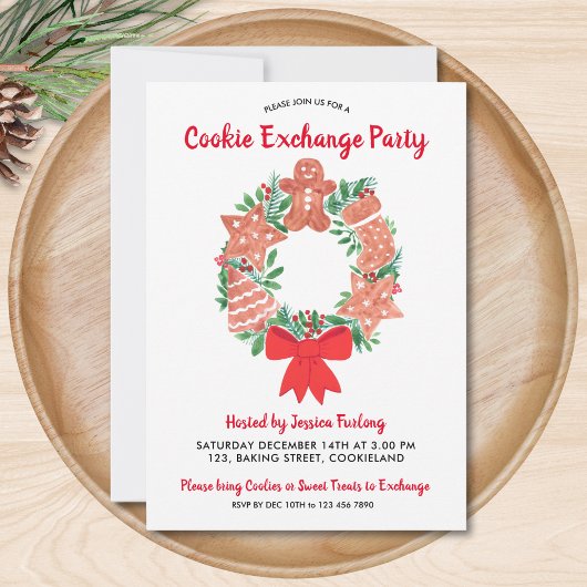 Invitation Watercolor Christmas Cookie Exchange Party