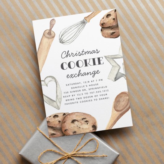 Invitation Watercolor Christmas Cookie Exchange Party