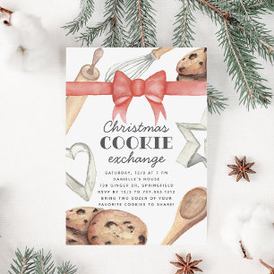 Invitation Watercolor Christmas Holiday Cookie Exchange Party