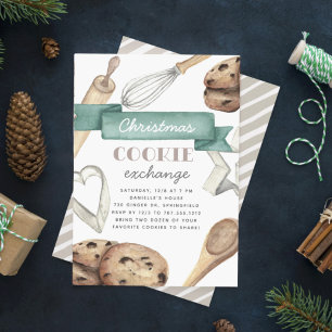 Invitation Watercolor Christmas Holiday Cookie Exchange Party