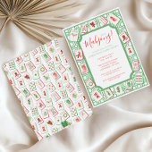 Invitation Watercolor Christmas Mahjong Tiles Party