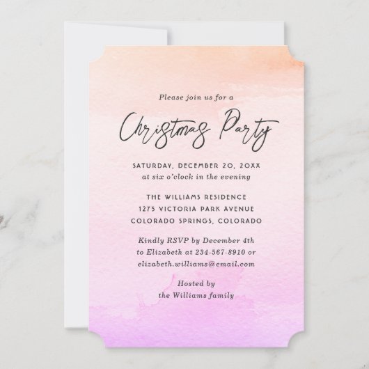 Invitation Watercolor Christmas Party (Devant)