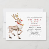 Invitation Watercolor Christmas Reindee Fête de Noël (Devant)