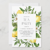 Invitation Watercolor Citron cadre Botanique Tea Party (Devant)