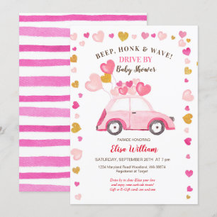Invitation Watercolor Citrouille Blue Truck Drive Par Baby sh