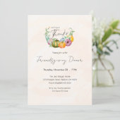 Invitation Watercolor Citrouille Friendsgiving Diner Party (Debout devant)