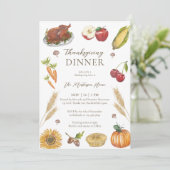 Invitation Watercolor Citrouille Pie Turquie Thanksgiving Dîn (Debout devant)