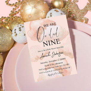 Invitation Watercolor Cloud Neuf Sky Pink Girl Baby shower