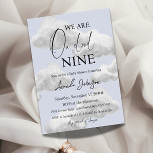 Invitation Watercolor Cloud Nine Blue Sky Boy Baby shower