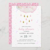Invitation Watercolor Cloud Raindrop Baby shower (Devant / Derrière)