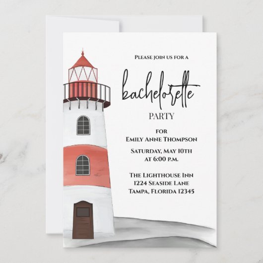 Invitation Watercolor Coastal Bachelorette Party Custom (Devant)