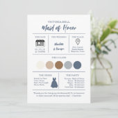 Invitation Watercolor Coastal Bridesmaid Information Card (Debout devant)