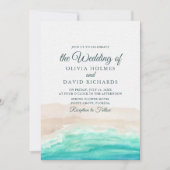 Invitation Watercolor Coastal Ocean Beach Mariage (Devant)