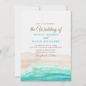 Invitation Watercolor Coastal Ocean Beach Mariage (Devant)