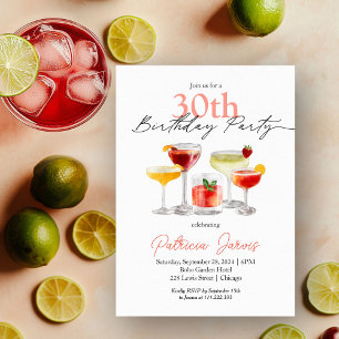 Invitation Watercolor Cocktail 30th Birthday Party