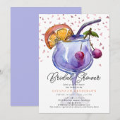 Invitation  Watercolor Cocktail Confetti Bridal Shower  (Devant / Derrière)