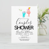 Invitation Watercolor Cocktail Painted Couples Shower Événeme (Debout devant)
