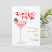 Invitation Watercolor Cocktail Retro Galentine's Day Party (Debout devant)