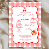 Invitation Watercolor Coquette Cherry 2nd Birthday