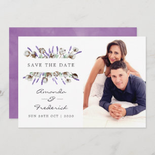 Invitation Watercolor Cotton Lavender Wedding Enregistrer la 