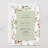 Invitation Watercolor Country Floral Wedding  (Devant)