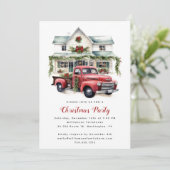 Invitation Watercolor Country Holiday Christmas Open House  (Debout devant)