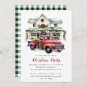 Invitation Watercolor Country Holiday Christmas Open House  (Devant / Derrière)