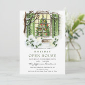 Invitation Watercolor Country Holiday Christmas Open House (Debout devant)