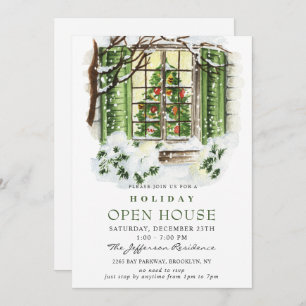 Invitation Watercolor Country Holiday Christmas Open House