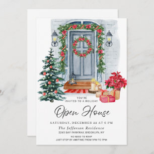 Invitation Watercolor Country Holiday Christmas Open House
