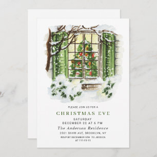 Invitation Watercolor Country Maison de vacances CHRISTMAS EV