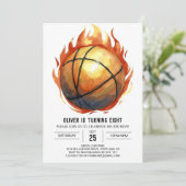Invitation Watercolor Custom Boho Basketball Anniversaire (Debout devant)