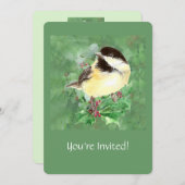 Invitation Watercolor Custom Chickadee Bird Art de la faune (Devant / Derrière)