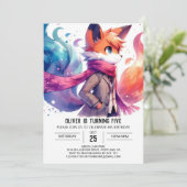 Invitation Watercolor Custom Fox Anniversaire (Debout devant)