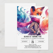 Invitation Watercolor Custom Fox Anniversaire (Devant / Derrière)