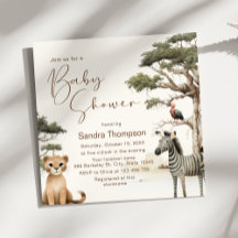 Watercolor Cute Animaux Baby shower de la faune