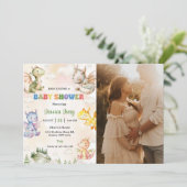 Invitation Watercolor Cute Dragon Baby shower Party (Debout devant)