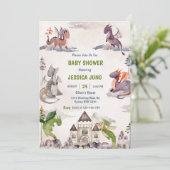 Invitation Watercolor Cute Dragon Baby shower Party (Debout devant)