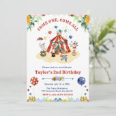 Invitation Watercolor Cute Floral Circus Carnaval Anniversair (Debout devant)