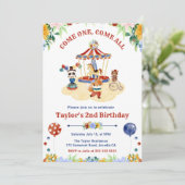Invitation Watercolor Cute Floral Circus Carnaval Anniversair (Debout devant)