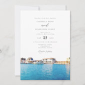 Invitation Watercolor Cyprus Skyline Beach Ocean Mariage (Devant)
