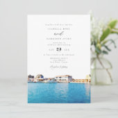 Invitation Watercolor Cyprus Skyline Beach Ocean Mariage (Debout devant)
