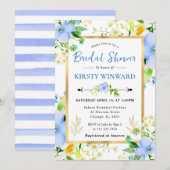 Invitation Watercolor Daisies and Blue Flowers Bridal Shower (Devant / Derrière)