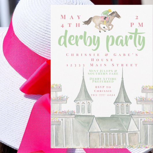 Invitation Watercolor Derby Party Jockey Iconic Building