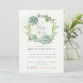 Invitation Watercolor Desert Cactus Baby shower Succulent (Debout devant)