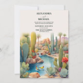 Invitation Watercolor Desert Cactus Mariage Paysage (Devant)